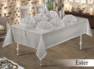 Скатерть "ESTER Gri" 160х220 + 8 салфеток артикул 18282 ― Мир Текстиля