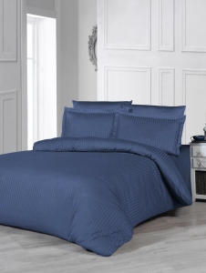 Постельное белье Satin Strip тм Zeron LACIVERT евростандарт артикул 17749 ― Мир Текстиля