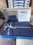 Постельное белье Satin Strip тм Zeron Lacivert евростандарт артикул 18783