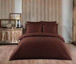 Постельное белье Satin Strip тм Zeron Koyu Kahve евростандарт артикул 18782