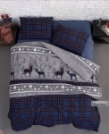 Комплект постільної білизни фланель Flannel Happiness Navy Blue First Choice євро