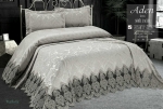 ПОКРЫВАЛО ЖАККАРДОВОЕ С КРУЖЕВОМ 240*260 (TM KC ALDEN ) SONIL LACED CREM, ТУРЦИЯ артикул 16829