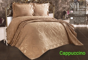 Покрывало жаккардовое 240*260 с наволочками 50Х70 (TM ZERON) SONIL VENUS CAPICINO артикул 13716 ― Мир Текстиля